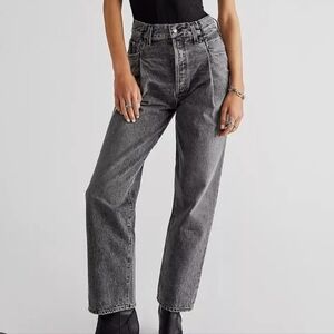 Free People Agolde Organic Cotton Relaxed Fit Fold Waistband Washed Jeans Sz 30